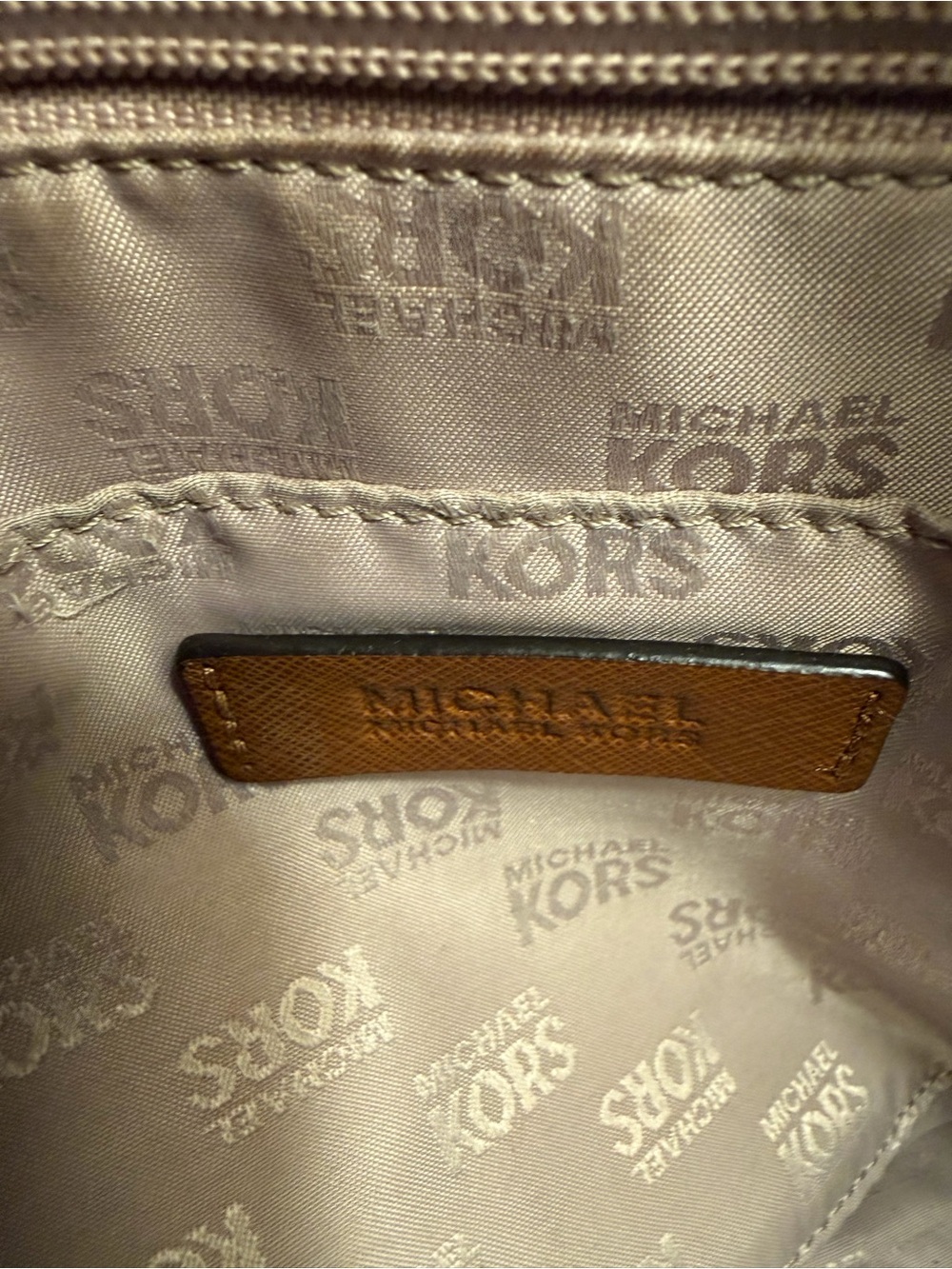 Michael Kors Cognac Saffiano Leather Dome Satchel with Gold Hardware - Picture 11 of 16